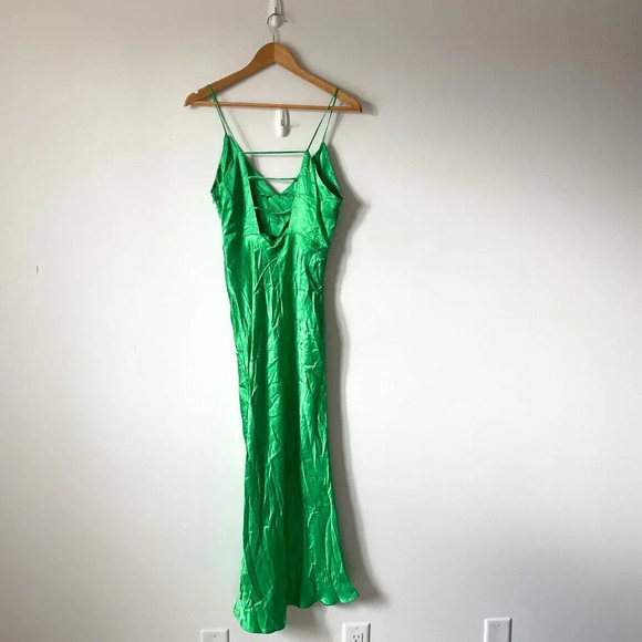 Zara Satin Effect Camisole Midi Strappy Dress Bloggers Fav Green NWT Size Small - Picture 9 of 11